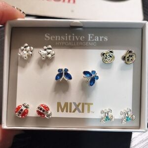Mixit Multicolor Cute Animal & Bug Stud Earring Set